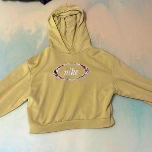 Nike cropped sweatshirt, yellow/green color, size XS